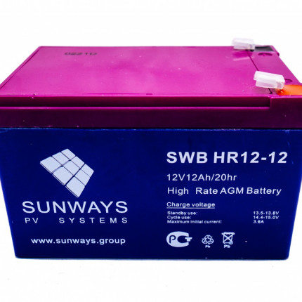 Аккумуляторная батарея SUNWAYS HR 12-12  (12 А/ч / 12v)