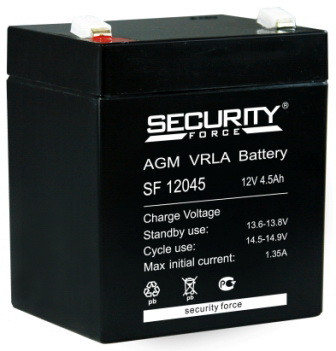 Аккумуляторная батарея Security Force SF 12045 (4.5 А/ч / 12v) Аккумуляторная батарея Security Force SF 12045 (4.5 А/ч / 12v)